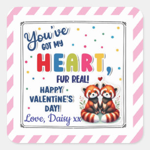 Valentine Red panda  Square Sticker