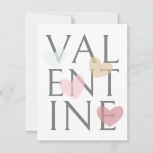 Valentine Red Pink Gold Heart Minimalist Simple    Holiday Card
