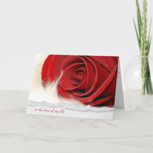 Valentine red rose on fur holiday card