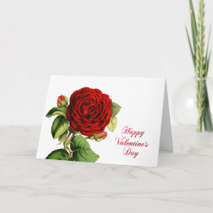 Valentine Red Rose Watercolor Holiday Card