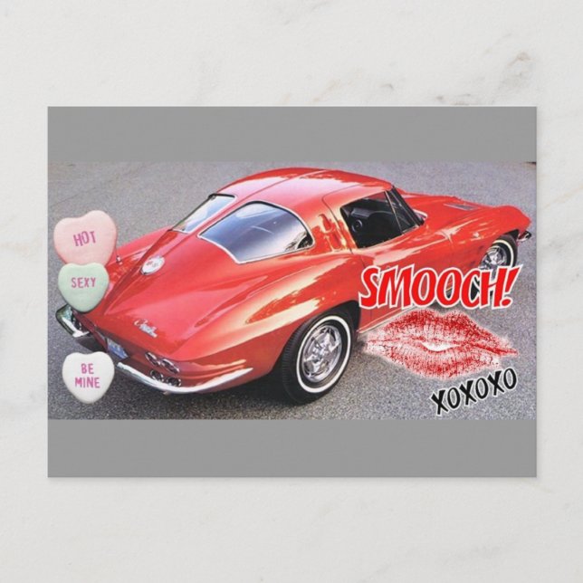 Valentine Red Split Window Corvette Classic Holiday Postcard (Front)