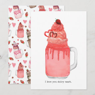 Valentine Red Velvet Milkshake I Love You Pun Card