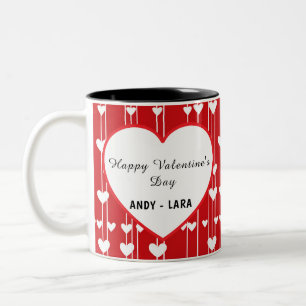 Valentine Red white Love minimalis Two-Tone Coffee Mug