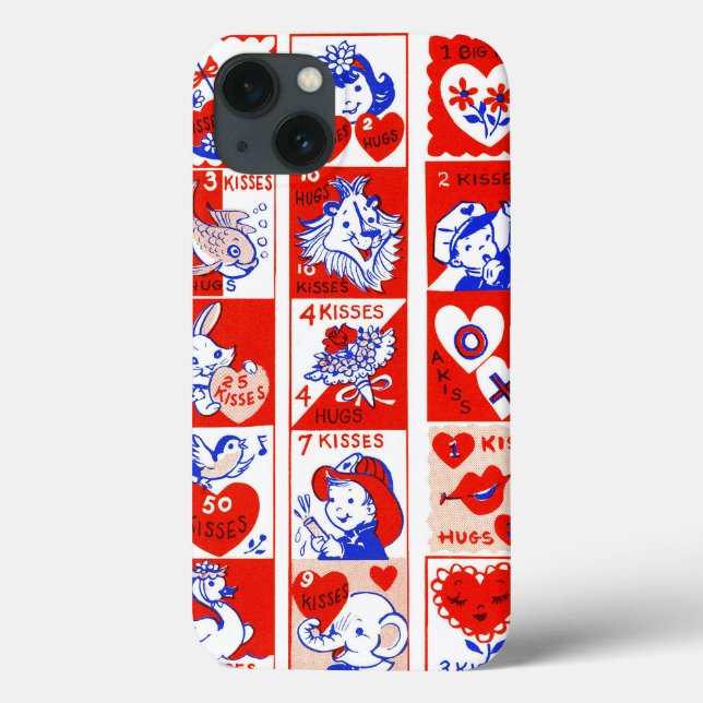 Valentine Retro Love Hugs Cute Pattern Case-Mate iPhone Case (Back)