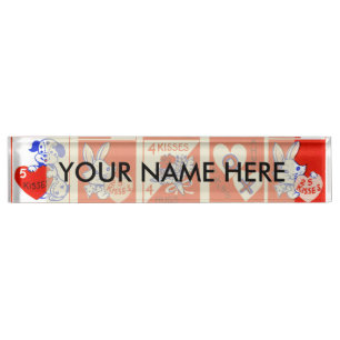 Valentine Retro Love Hugs Cute Pattern Nameplate