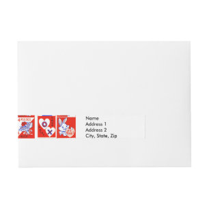 Valentine Retro Love Hugs Cute Pattern Wraparound Address Label