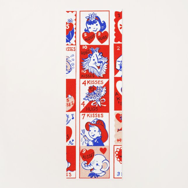Valentine Retro Love Hugs Cute Pattern Yoga Mat (Front)