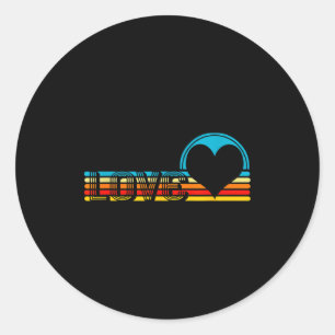 Valentine Retro Love Rainbow Heart  Classic Round Sticker