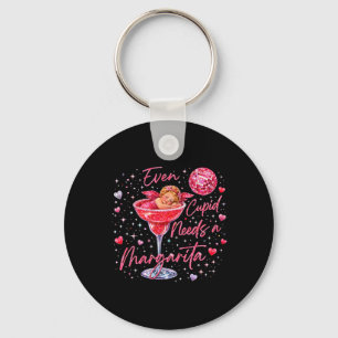 Valentine Romantic Even Cupid Need Margarita Retro Key Ring
