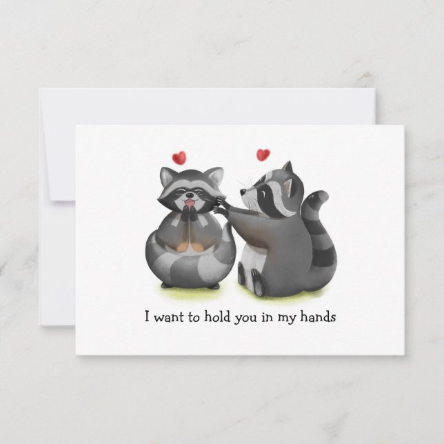 Valentine Romantic Racoon Couple Greeting Card (Front)