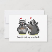 Valentine Romantic Racoon Couple Greeting Card