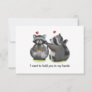 Valentine Romantic Racoon Couple Greeting Card