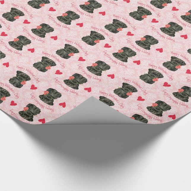 Valentine Rose Affenpinscher Wrapping Paper (Corner)