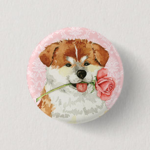 Valentine Rose Akita 3 Cm Round Badge