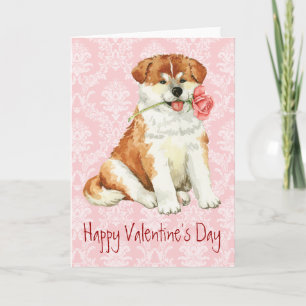 Valentine Rose Akita Holiday Card