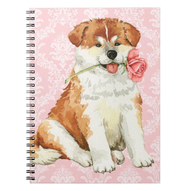 Valentine Rose Akita Notebook (Front)