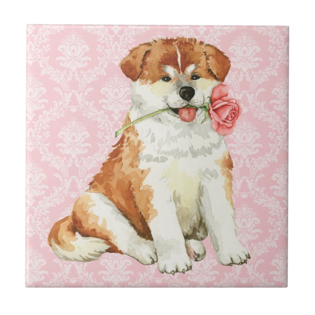 Valentine Rose Akita Tile (Front)