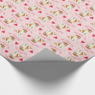 Valentine Rose Akita Wrapping Paper