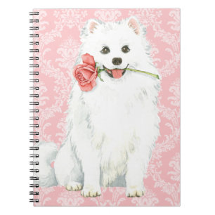 Valentine Rose American Eskimo Dog Notebook