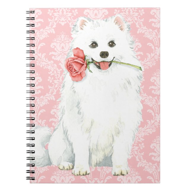 Valentine Rose American Eskimo Dog Notebook (Front)