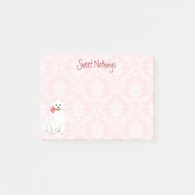 Valentine Rose American Eskimo Dog Post-it Notes (Front)