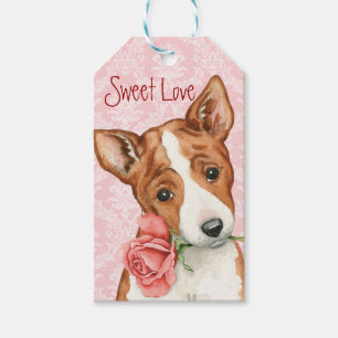 Valentine Rose Basenji Gift Tags