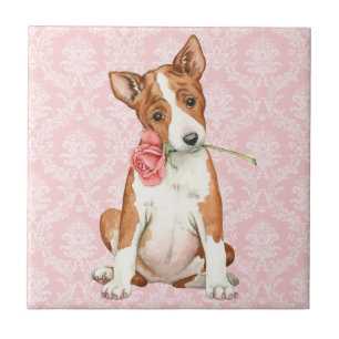 Valentine Rose Basenji Tile