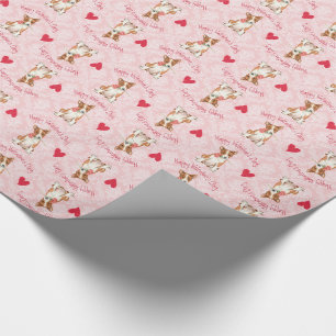 Valentine Rose Basenji Wrapping Paper