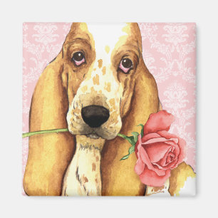 Valentine Rose Basset Magnet