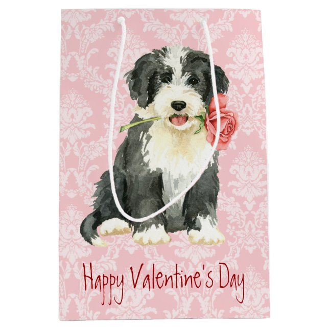 Valentine Rose Beardie Medium Gift Bag (Front)