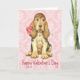 Valentine Rose Bloodhound Holiday Card