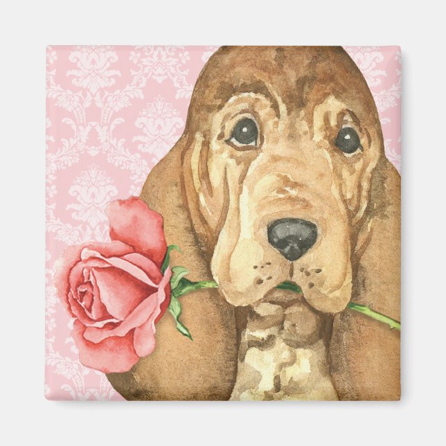 Valentine Rose Bloodhound Magnet (Front)