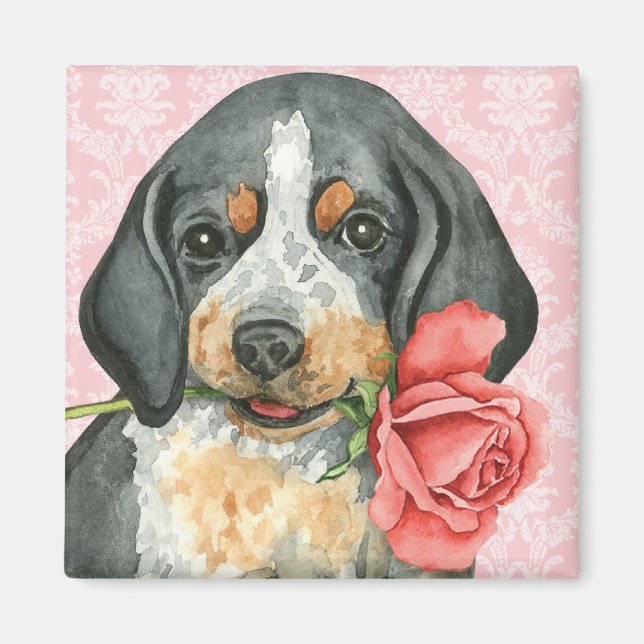 Valentine Rose Bluetick Magnet (Front)
