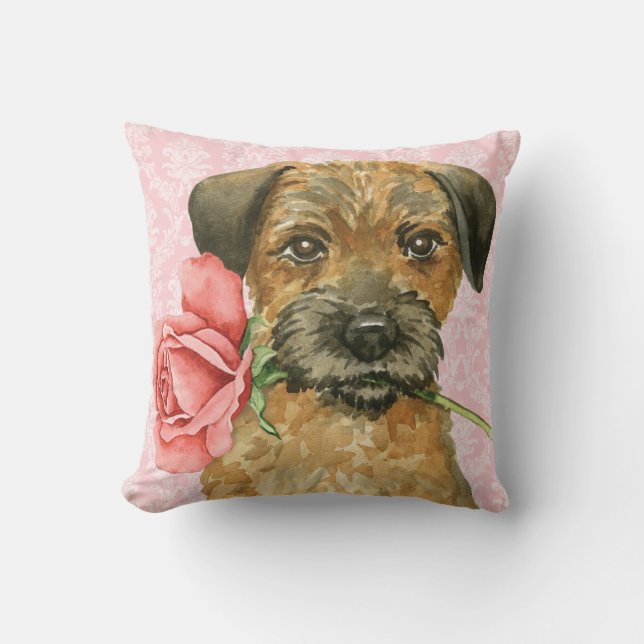 Valentine Rose Border Terrier Cushion (Front)