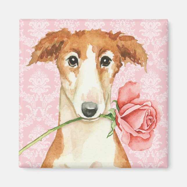 Valentine Rose Borzoi Magnet (Front)