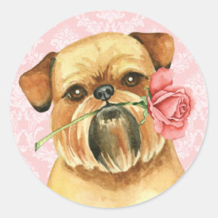 Valentine Rose Brussels Griffon Classic Round Sticker