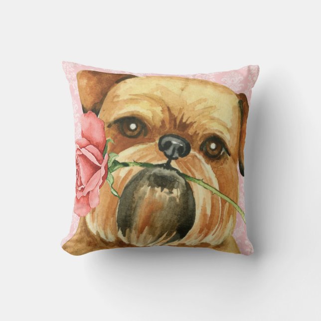 Valentine Rose Brussels Griffon Cushion (Front)