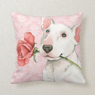 Valentine Rose Bull Terrier Cushion