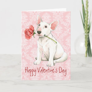 Valentine Rose Bull Terrier Holiday Card