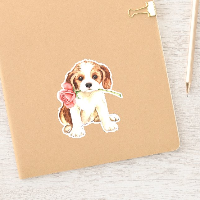 Valentine Rose Cavalier King Charles Spaniel Vinyl (Notebook)