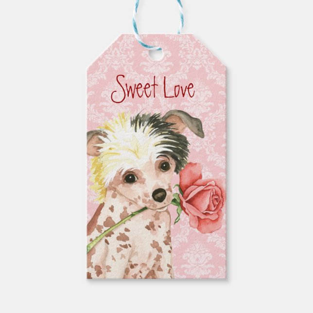 Valentine Rose Chinese Crested Gift Tags (Front)