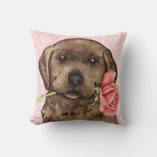 Valentine Rose Chocolate Lab Cushion
