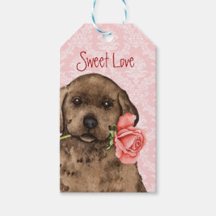 Valentine Rose Chocolate Lab Gift Tags