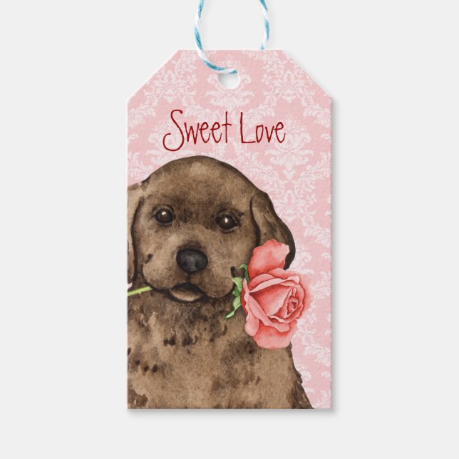 Valentine Rose Chocolate Lab Gift Tags (Front)
