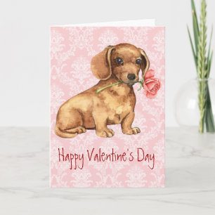Valentine Rose Dachshund Holiday Card