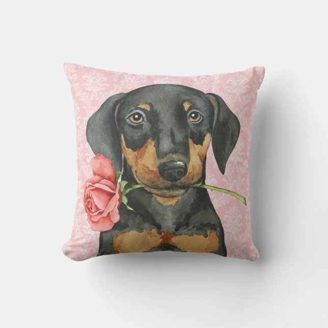 Valentine Rose Doberman Cushion (Front)