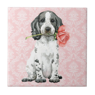 Valentine Rose English Cocker Spaniel Ceramic Tile