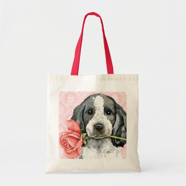 Valentine Rose English Cocker Spaniel Tote Bag (Front)