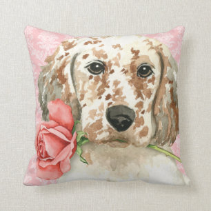 Valentine Rose English Setter Cushion