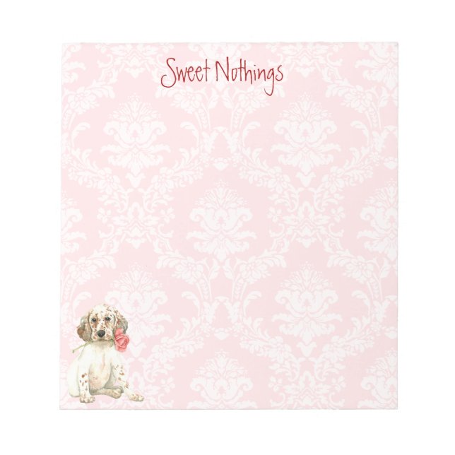 Valentine Rose English Setter Notepad (Front)